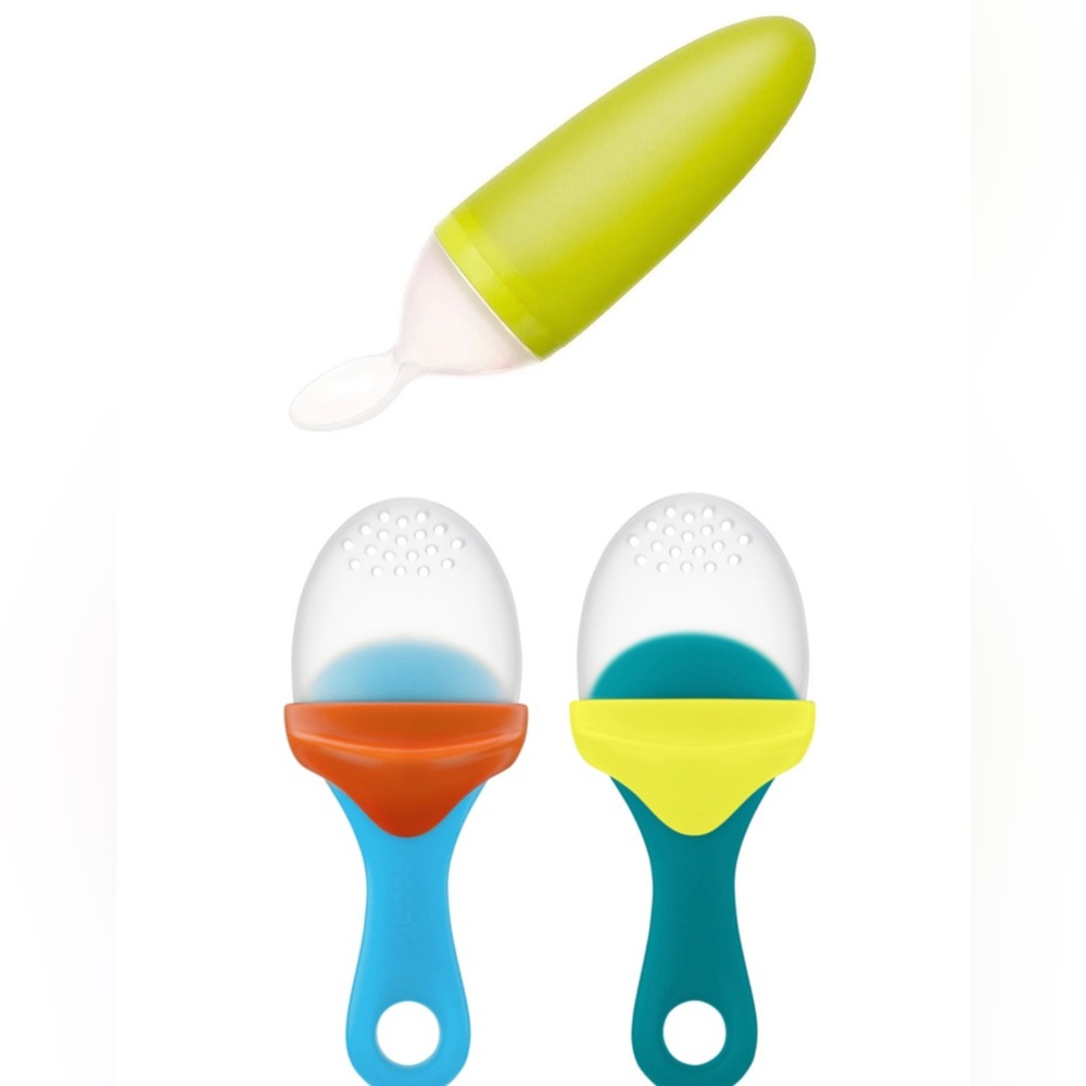 BNIB Baby Feeding Bundle: Boon SQUIRT & PULP Feeder Set, Blue/Green